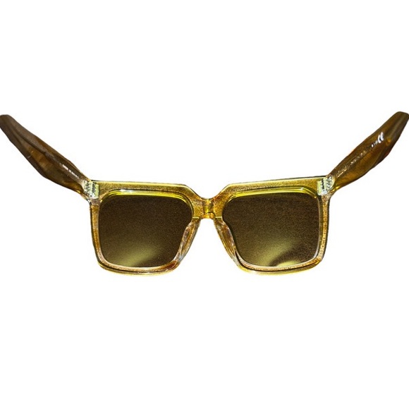 Celine Sunglasses CL40055I 55E Striped Yellow Square Frames Brown Gradient Lens - Picture 9 of 10